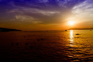 Obraz premium beautiful sunset on the Black Sea in summerin the village of Kabardinka