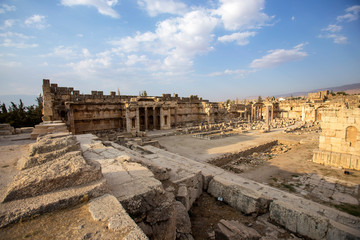 Obraz premium Ruins of Jupiter temple and Great Court of Heliopolis in Baalbek, Bekaa valley Lebanon