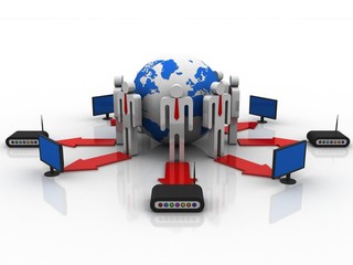3d illustration Business computer Network 