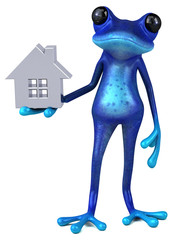 Fun blue frog - 3D Illustration
