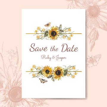 Save the date wedding invitation mockup vector