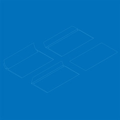 Flat isometric vector illustration of blank paper envelopes .