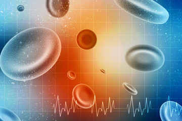 3d rendering red streaming blood cells background.
