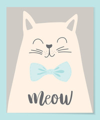 Cute Cat vector illustration. T-shirt Print design