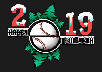 Happy new year 2019 and baseball ball