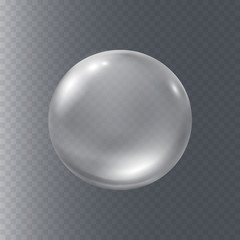 Bubble underwater isolated on transparent background. Vector realistic clear glass ball template.