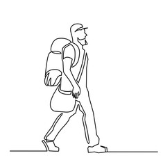 Tourist continuous one line vector drawing
