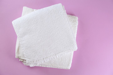 Fototapeta na wymiar Soft towels on color background