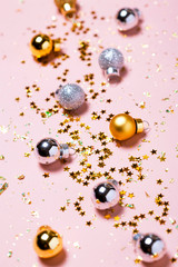 Christmas background with golden balls