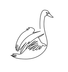 Fototapeta premium Swan continuous one line vector drawing.