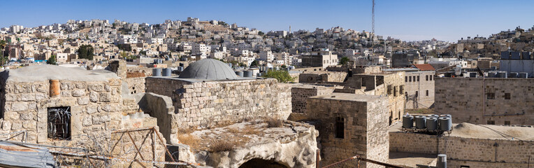 Very large panoramic view on arabian and jewish quarters of Hebron