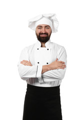 Male chef on white background