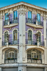 Fragment of Art Nouveau architecture style of Lisbon city