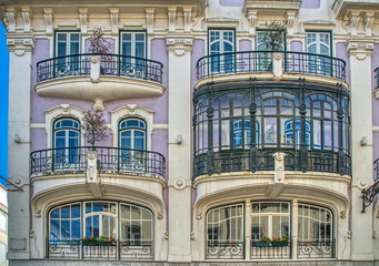 Fragment of Art Nouveau architecture style of Lisbon city