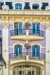 Fragment of Art Nouveau architecture style of Lisbon city