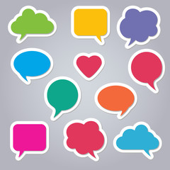 Colored text bubbles set balloons speech design vector template background.