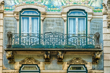 Fragment of Art Nouveau architecture style of Lisbon city