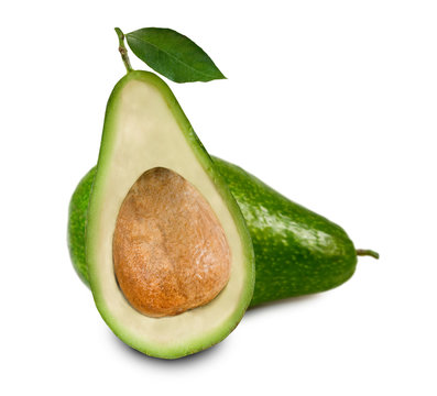 image of avocado on white background