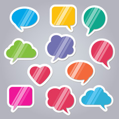 Colored text bubbles set balloons speech design vector template background.