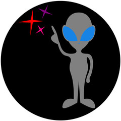 Alien icon. Vector illustration of ufo, alien sign, symbol.