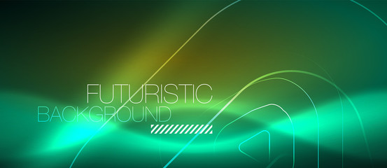 Color shiny neon lights background with abstract lines