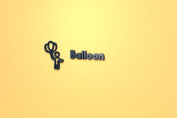 Illustration of Balloon with blue text on yellow background