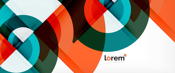 Obraz premium Modern geometric circles abstract background, colorful round shapes with shadow effects