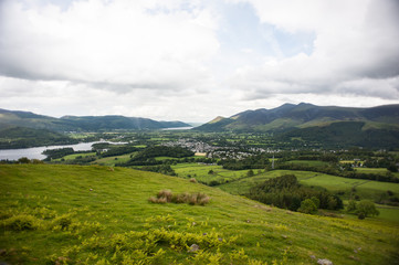 Fototapeta premium view from Barrow Fell walking route at Keswick , England
