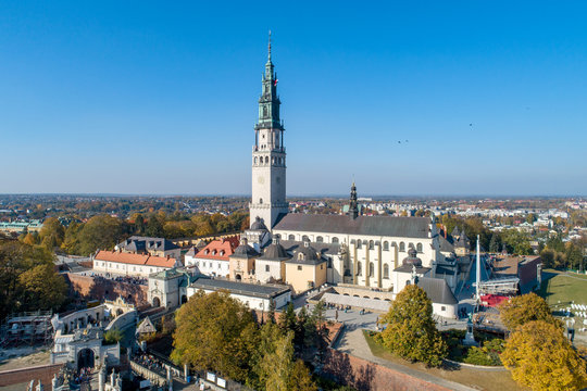 Jasna Gora monastery in Czestochowa, Poland. Aerial view