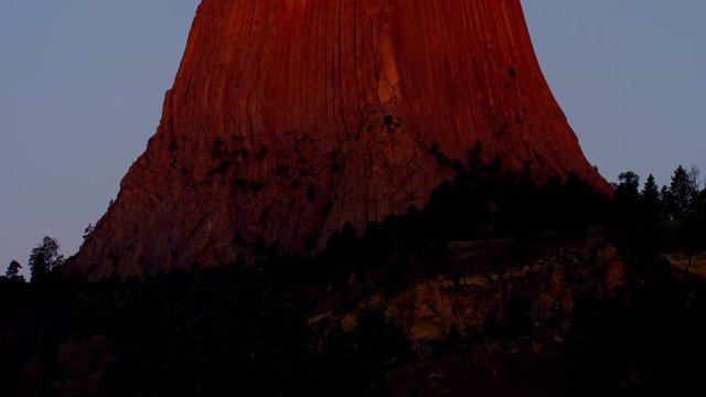 Devils Tower colourful Volcanic Rock Tower sunrise Wyoming USA
