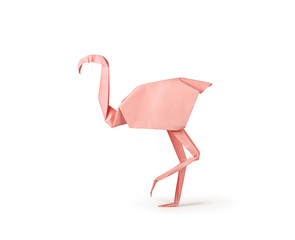 Paper flamingo. Clipping path included