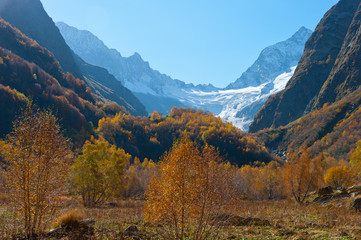 View of the Ptysh gorge, Dombay. _ Вид на ущелье Птыш, Домбай. 