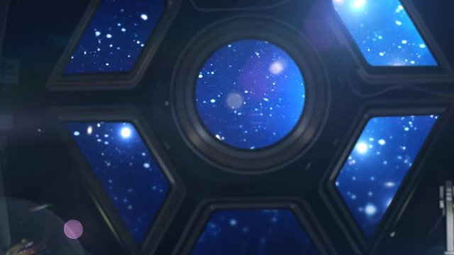 3d animation of a space travel trhough deep space in 4K