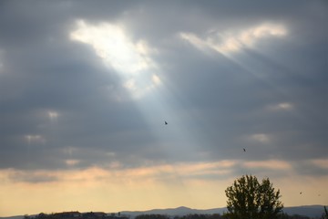 sun over castle