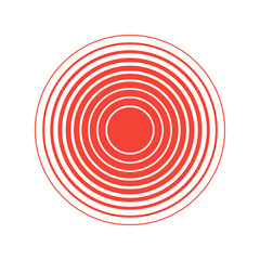 Red Rings sound wave and line in a circle. Tap symbol. Radio signal background. Vector template illustration abstract speed motion for your design
