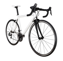 white black racing sport road bike bicycle racer isolated background