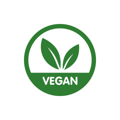 Vegan Bio, Ecology, Organic logo and icon, label, tag. Green leaf icon on white background - obrazy, fototapety, plakaty