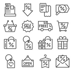 Modern flat icons set of business or black friday