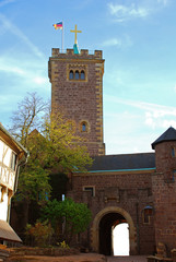 Naklejka premium Wartburg castle near Eisenach: keep (German: Bergfried)