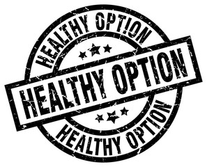 healthy option round grunge black stamp