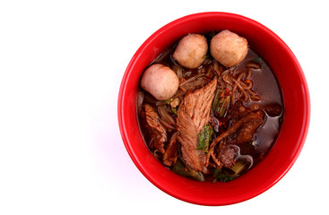 Thai Noodles with white backdrop.