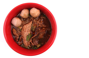 Thai Noodles with white backdrop.