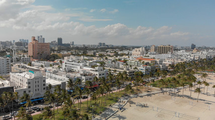 Fototapeta na wymiar Aerial view of Miami Beach skyline and coastline on a sunny day, Florida