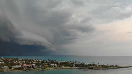 Aerial view of coutryside and coastline from Dubois Park on a stormy day  in Jupiter, Florida © jovannig