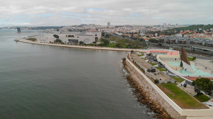 Fototapeta na wymiar Aerial view of Commerce Square and Lisbon skyline, Portugal