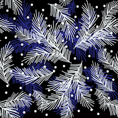 Seamless pattern with fir branches.Christmas and New Year background. Vector illustration.