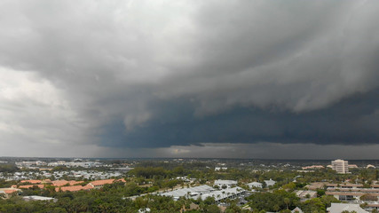 Aerial view of coutryside and coastline from Dubois Park on a stormy day  in Jupiter, Florida
