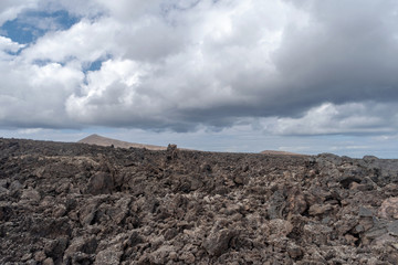 Desert stone volcanic landscape in Lanzarote, Canary Islands