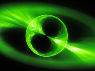 Green mysterios object in space gamma ray burst - obrazy, fototapety, plakaty