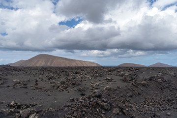 Desert stone volcanic landscape in Lanzarote, Canary Islands